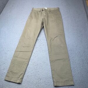 Asket Chino‎ Pants Mens 31x29 Tan Italian Sateen Stretch Straight Swedish Design